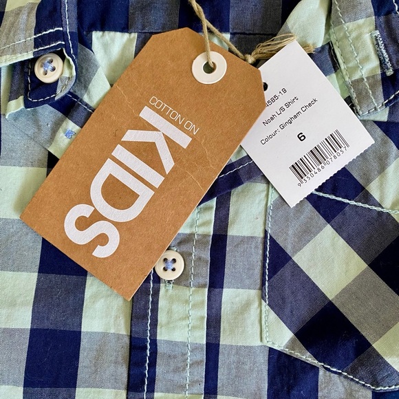 NWT Cotton On Kids Boys Plaid Long Sleeve Button Up Size 6 - Picture 6 of 13